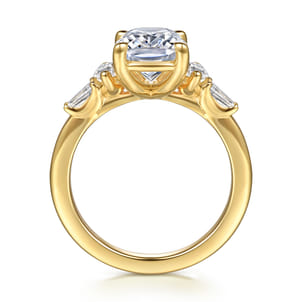 Francia - 14K Yellow Gold Elongated Cushion Diamond Engagement Ring