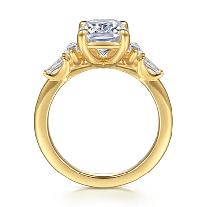 Francia - 14K Yellow Gold Elongated Cushion Diamond Engagement Ring
