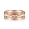 Franco - 14K Rose Gold 7mm - Diamond Cut Center Men's Wedding Band in Satin Finish