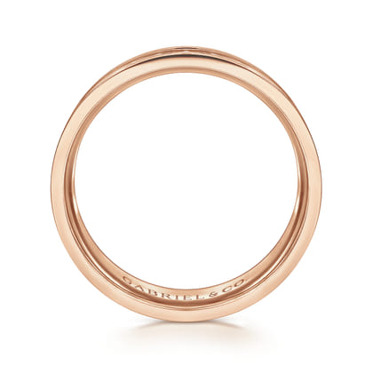 Franco - 14K Rose Gold 7mm - Diamond Cut Center Men's Wedding Band in Satin Finish
