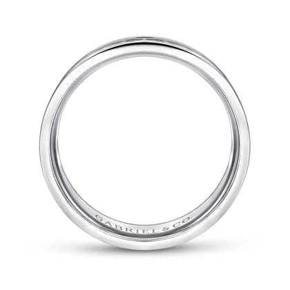 Franco - 14K White Gold 7mm - Diamond Cut Center Men's Wedding Band in Satin Finish