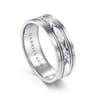 Franco - 14K White Gold 7mm - Diamond Cut Center Men's Wedding Band in Satin Finish