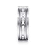 Franco - 14K White Gold 7mm - Diamond Cut Center Men's Wedding Band in Satin Finish
