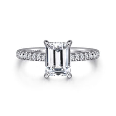 Franka - 14K White Gold Emerald Cut Diamond Engagement Ring