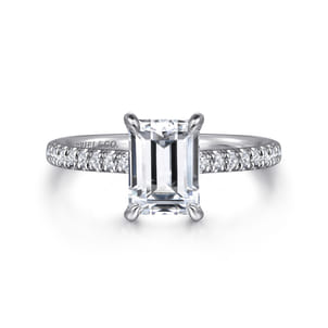 Franka - 14K White Gold Emerald Cut Diamond Engagement Ring