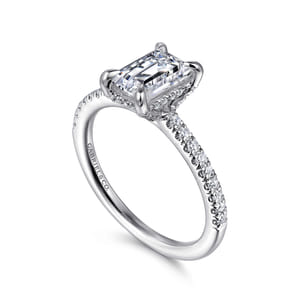 Franka - 14K White Gold Emerald Cut Diamond Engagement Ring