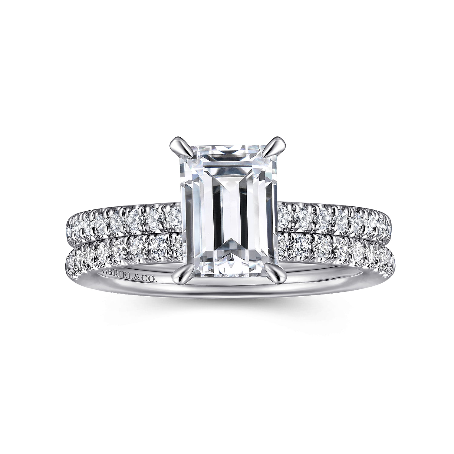 Franka - 14K White Gold Emerald Cut Diamond Engagement Ring