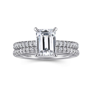 Franka - 14K White Gold Emerald Cut Diamond Engagement Ring