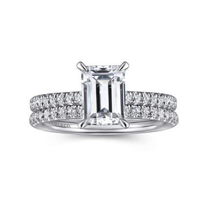 Franka - 14K White Gold Emerald Cut Diamond Engagement Ring