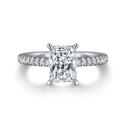 14K White Gold Rectangular Radiant Cut Diamond Engagement Ring