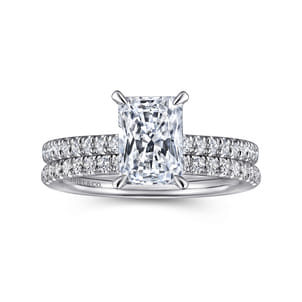 Franka - 14K White Gold Rectangular Radiant Cut Diamond Engagement Ring