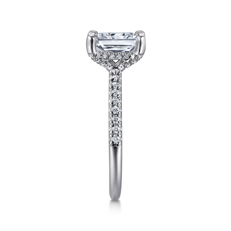 Franka - 14K White Gold Rectangular Radiant Cut Diamond Engagement Ring