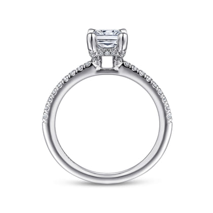 Franka - 14K White Gold Rectangular Radiant Cut Hidden Halo Diamond Engagement Ring