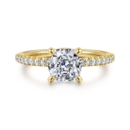 Franka - 14K Yellow Gold Cushion Cut Diamond Engagement Ring