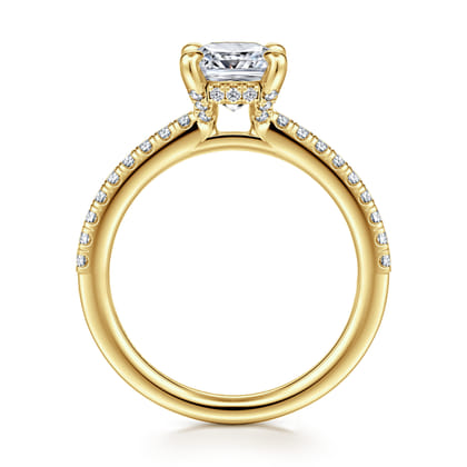 Franka - 14K Yellow Gold Cushion Cut Diamond Engagement Ring