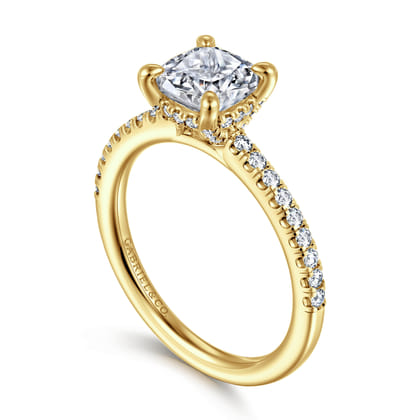 Franka - 14K Yellow Gold Cushion Cut Diamond Engagement Ring