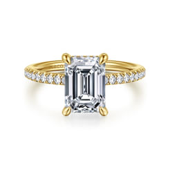 14K Yellow Gold Emerald Cut Diamond Engagement Ring