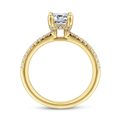 Franka - 14K Yellow Gold Emerald Cut Hidden Halo Diamond Engagement Ring