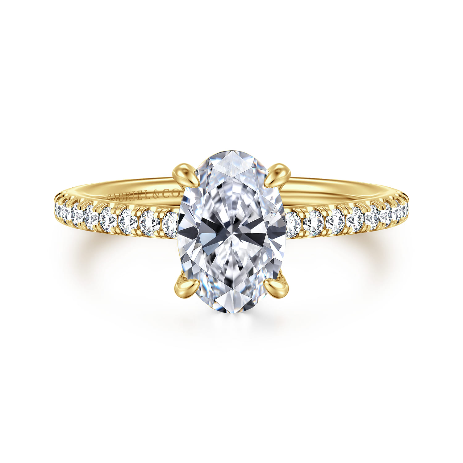 Franka - 14K Yellow Gold Oval Hidden Halo Diamond Engagement Ring