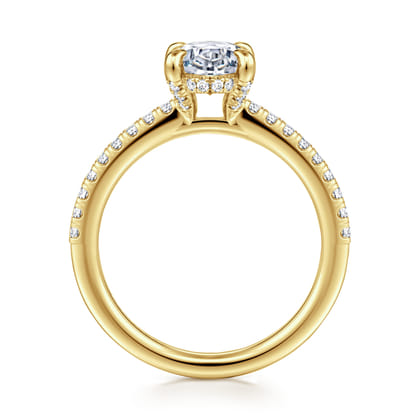 Franka - 14K Yellow Gold Oval Hidden Halo Diamond Engagement Ring