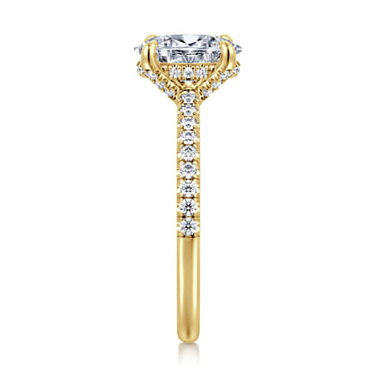 Franka - 14K Yellow Gold Oval Hidden Halo Diamond Engagement Ring