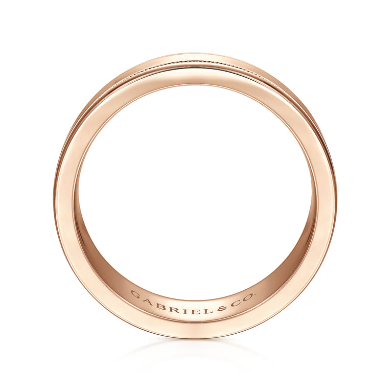 Fred - 14K Rose Gold 7mm - High Polished Men's Wedding Band - Shot 2