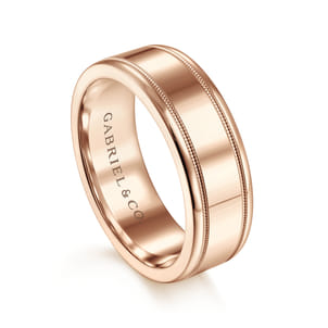 Fred - 14K Rose Gold 7mm - High Polished Men's Wedding Band