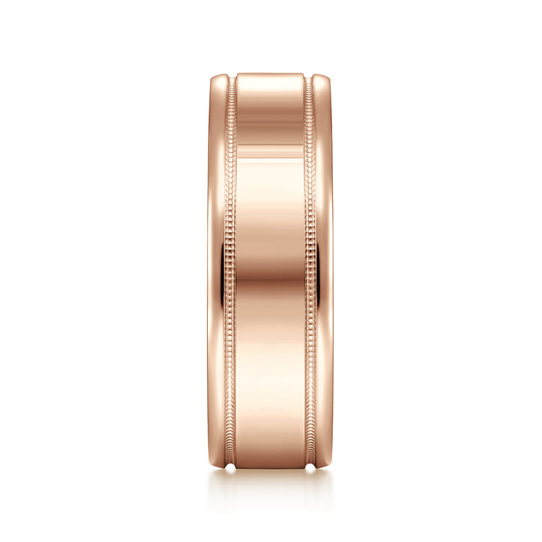 Fred - 14K Rose Gold 7mm - High Polished Men's Wedding Band - Shot 4