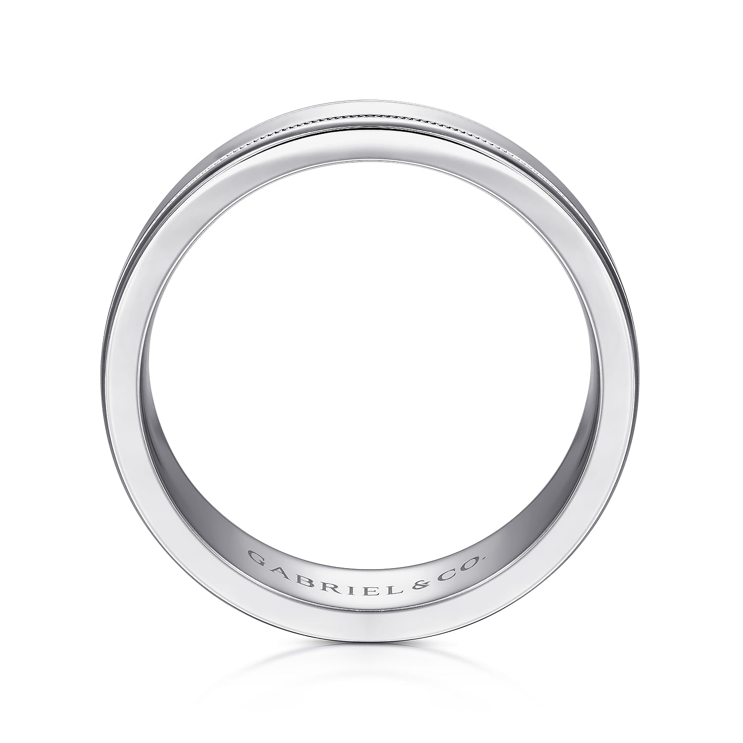 Fred - 14K White Gold 7mm - High Polished Men's Wedding Band - Shot 2