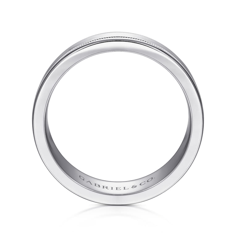 Fred - 14K White Gold 7mm - High Polished Men's Wedding Band - Shot 2