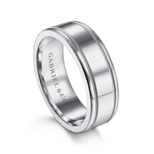 Fred - 14K White Gold 7mm - High Polished Men's Wedding Band