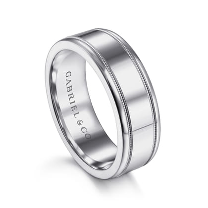 Fred - 14K White Gold 7mm - High Polished Men's Wedding Band