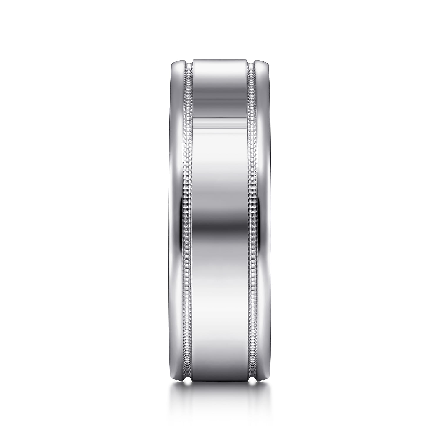 Fred - 14K White Gold 7mm - High Polished Men's Wedding Band - Shot 4