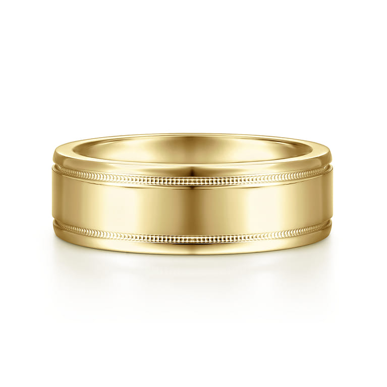 Fred - 14K Yellow Gold 7mm - High Polished Men's Wedding Band - Shot 1