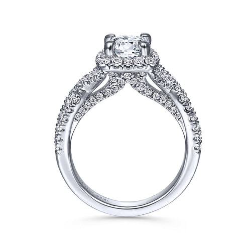 Freesia - 14K White Gold Round Halo Diamond Engagement Ring - 0.8 ct - Shot 2
