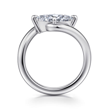 Freye - 14K White Gold Bypass Compass Prong Marquise Shape Diamond Engagement Ring