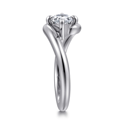 Freye - 14K White Gold Bypass Compass Prong Marquise Shape Diamond Engagement Ring