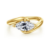 Freye - 14K Yellow Gold Bypass Compass Prong Marquise Shape Diamond Engagement Ring