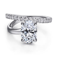 Frost - 14K White Gold Split Shank Oval Diamond Engagement Ring