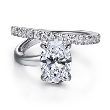 Frost - 14K White Gold Split Shank Oval Diamond Engagement Ring