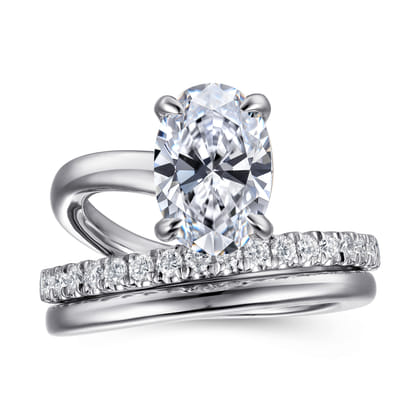 Frost - 14K White Gold Split Shank Oval Diamond Engagement Ring