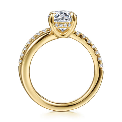 Frost - 14K Yellow Gold Split Shank Oval Diamond Engagement Ring
