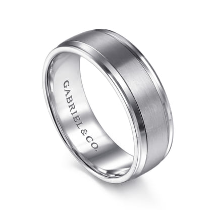Gabriel - 14K White Gold 7mm - Men's Wedding Band in Satin Finish
