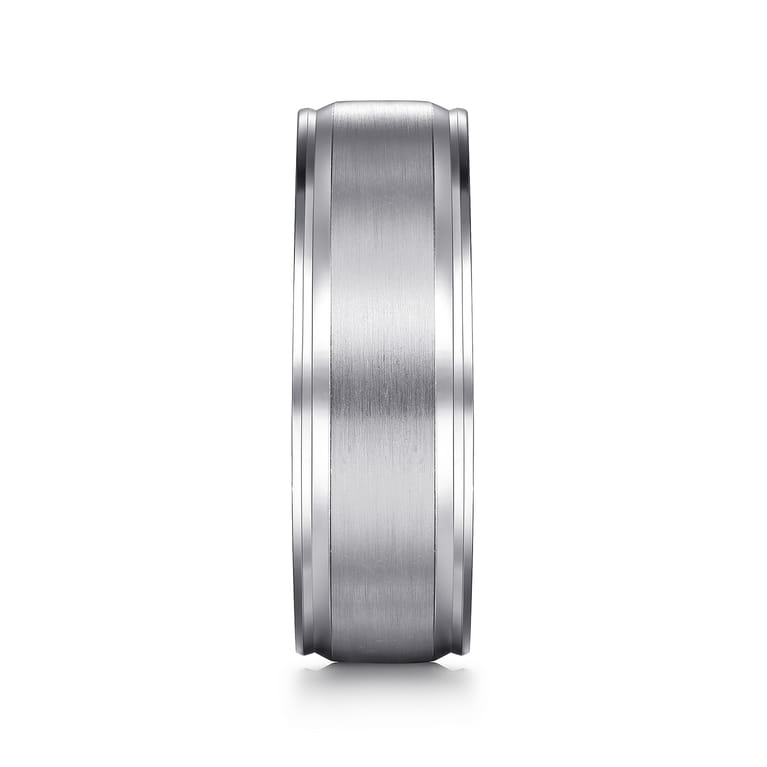 Gabriel - 14K White Gold 7mm - Men's Wedding Band in Satin Finish - Shot 4