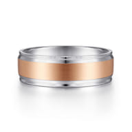 Gabriel - 14K White-Rose Gold 7mm - Men's Wedding Band in Satin Finish