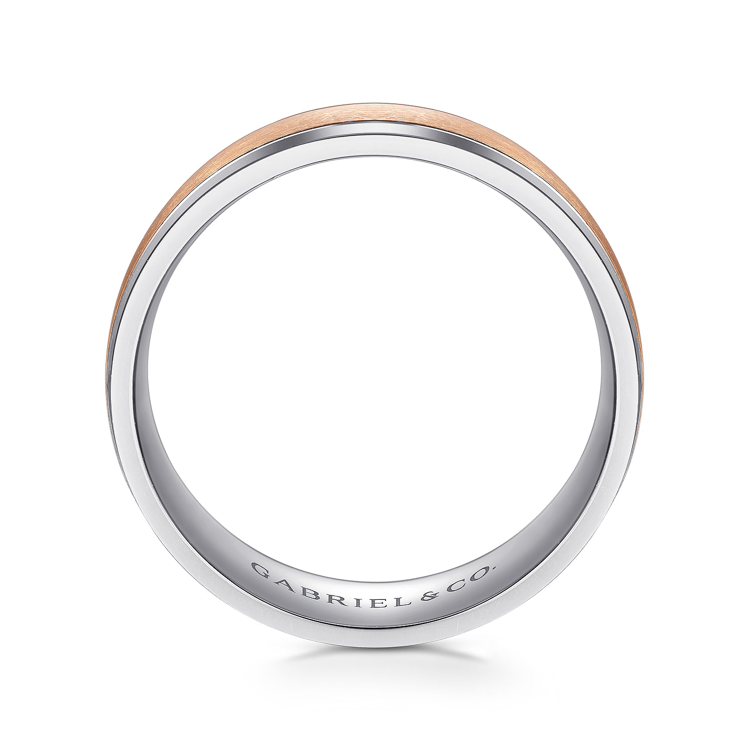 Gabriel - 14K White-Rose Gold 7mm - Men's Wedding Band in Satin Finish