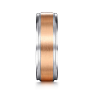 Gabriel - 14K White-Rose Gold 7mm - Men's Wedding Band in Satin Finish