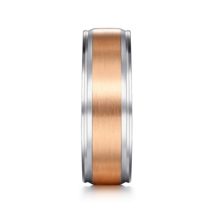 Gabriel - 14K White-Rose Gold 7mm - Men's Wedding Band in Satin Finish