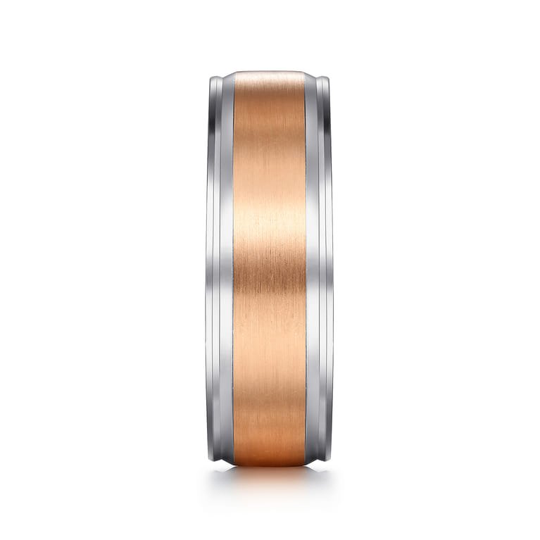 Gabriel - 14K White-Rose Gold 7mm - Men's Wedding Band in Satin Finish - Shot 4