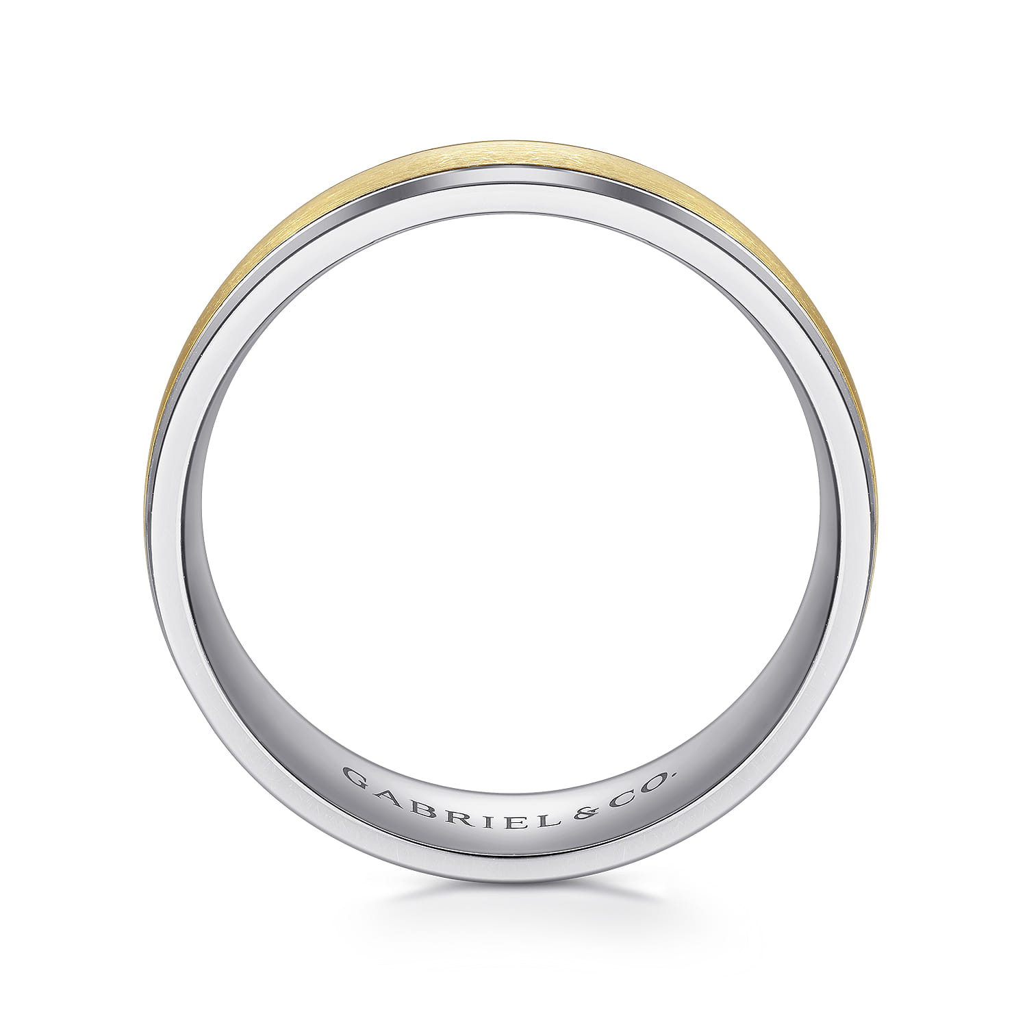 Gabriel - 14K White-Yellow Gold 7mm - Men's Wedding Band in Satin Finish - Shot 2
